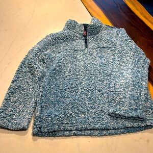 Copper Key Powder Poly/faux fur fluff‎ Pullover. 1/4 zipper. Pockets. Size 10/12